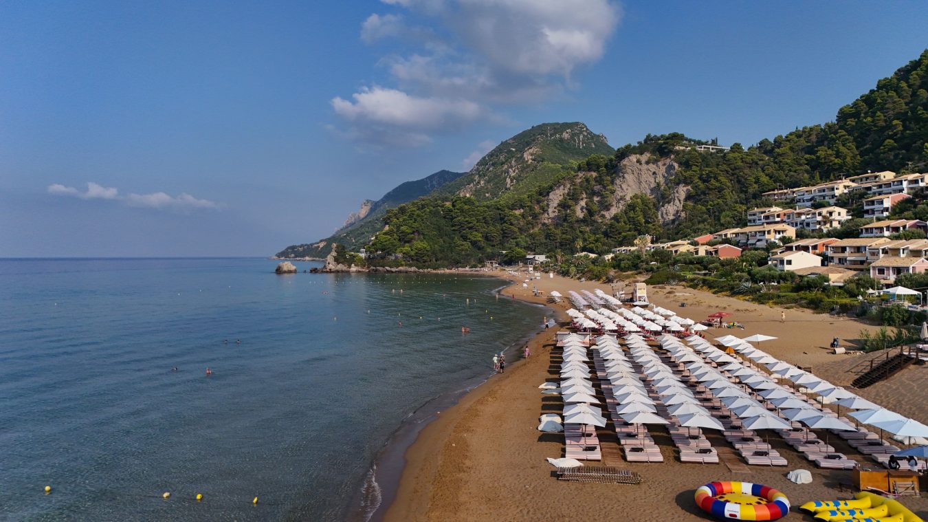 Aerial view of Agios Gordios beach, Corfu