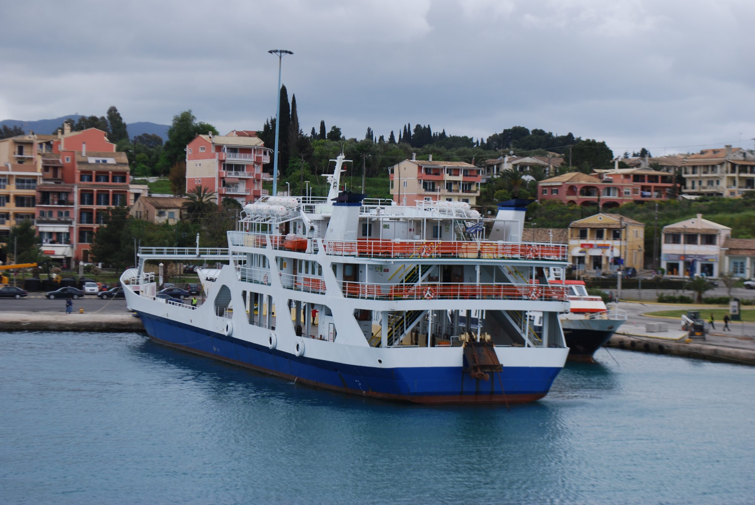 A ferry docking at Corfu port