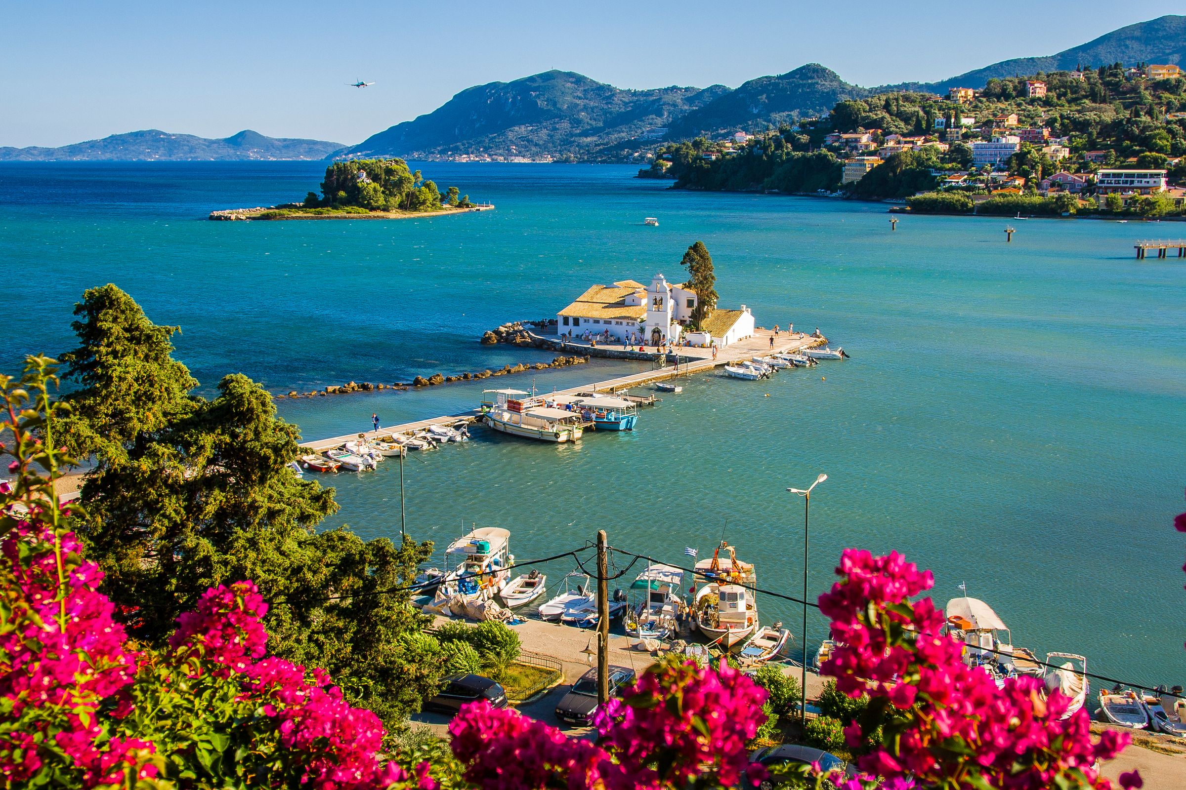 Vlacherna Monastery and Mouse Island (Pontikonisi) at Kanoni, Corfu